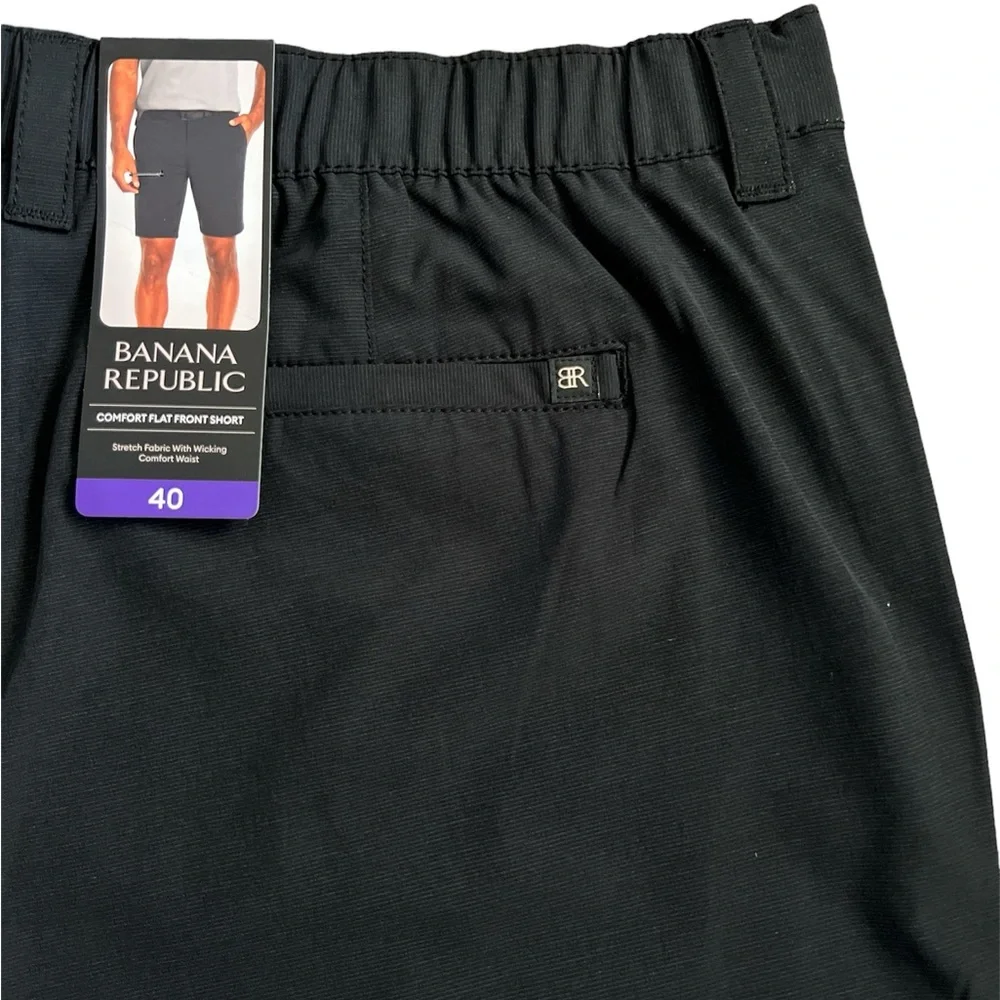Banana‎ Republic Men’s Black Stretch Flat Front Shorts Sz. 40 NWT